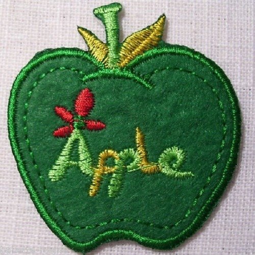 Patch écusson thermocollant - fruit pomme apple vert ** 5,5 x 6 cm ** applique à repasser