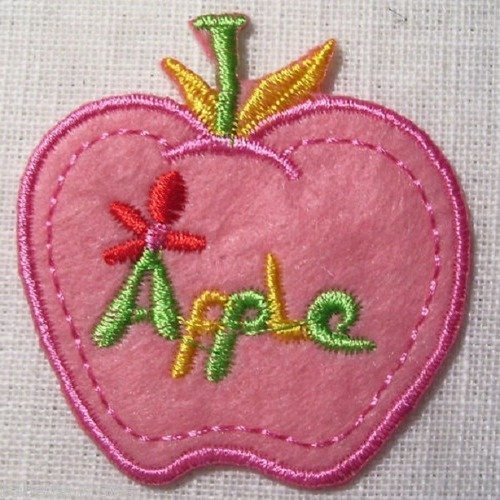 Patch écusson thermocollant - fruit pomme apple rose ** 5,5 x 6 cm ** applique à repasser
