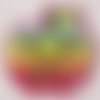 Patch écusson thermocollant - fruit pomme rayure multicolore smiley happy ** 4,5 x 5 cm ** applique à repasser