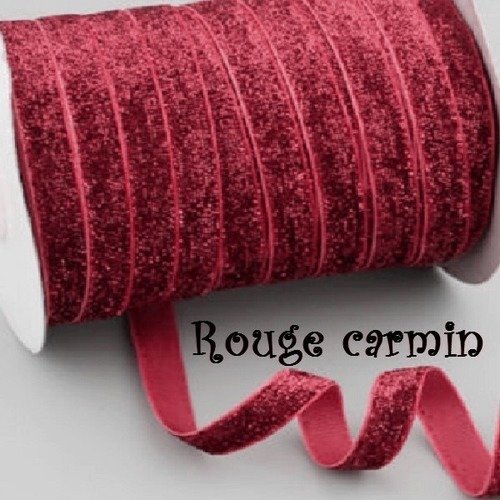 Ruban velours - n°10 / rouge carmin - galon scintillant paillette glitter ** 10 mm ** vendu au mètre