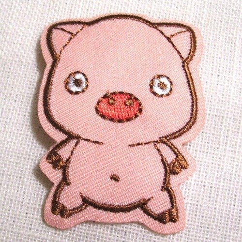 Patch écusson thermocollant - cochon rose pig ** 4 x 5 cm ** applique à repasser