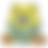 Patch écusson thermocollant - oiseau poussin jaune oeuf vert fleuri ** 8 x 7 cm ** applique brodée thermocollante - à repasser