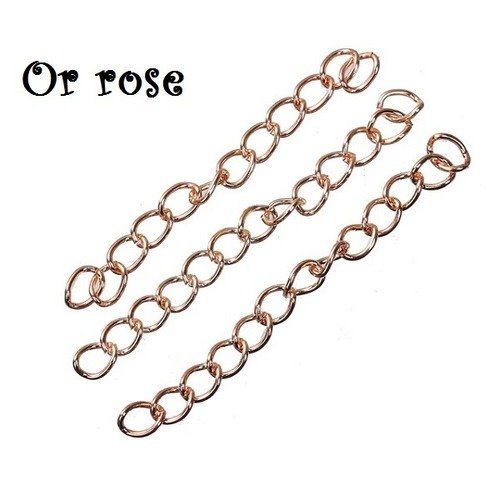Lot de 50 pcs or rose - chaines chaînettes d'extension ** 50 x 3 mm ** rallonge bijoux 