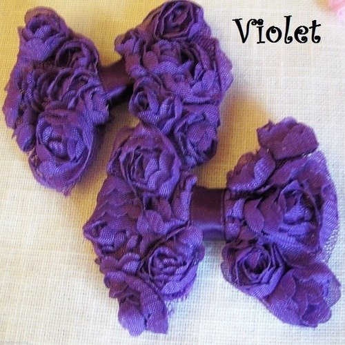 N°27 / violet - gros noeud ruban fleurs 3d dentelle ** 5 x 7 cm ** applique à coudre vendu à l'unité