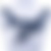 Cd68 / bleu marine blanc - col dentelle plastron ** 31 x 32 cm ** applique guipure à coudre