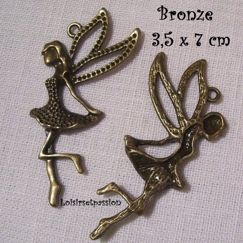 403 - breloque / charm - fée elfe danseuse ** 3,5 x 7 cm ** bronze - vendu à l'unité