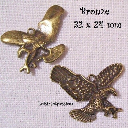 412 - breloque / charm - oiseau aigle royal rapace ** 32 x 24 mm ** bronze - vendu à l'unité