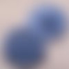 B19 / bleu - bouton fantaisie fleur tournesol ** 20 mm ** tige plastique - vendu à l'unité