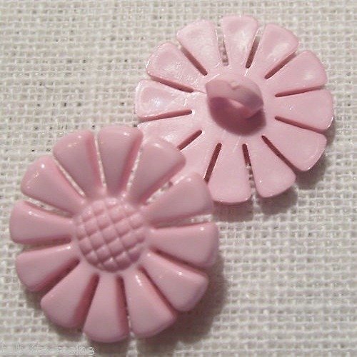 B19 / rose - bouton fantaisie fleur tournesol ** 20 mm ** tige plastique - vendu à l'unité