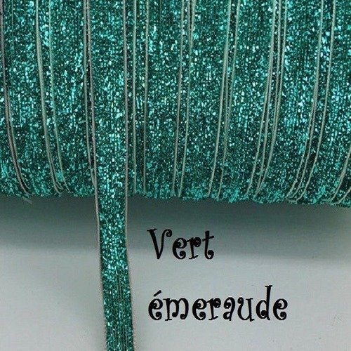 Ruban velours - n°25 / vert émeraude - galon scintillant paillette glitter ** 10 mm ** vendu au mètre