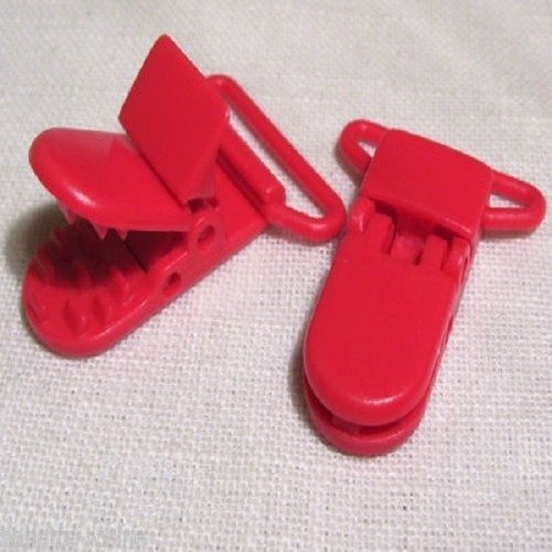 B1 ** 25 mm ** rouge vif - clip pince kam bretelle crocodile attache tétine plastique