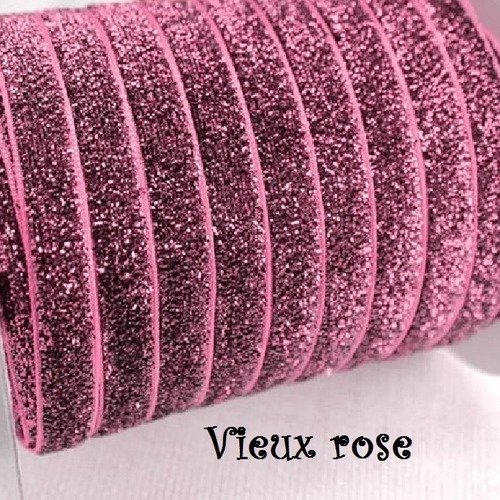 Ruban velours - n°22 / vieux rose - galon scintillant paillette glitter ** 10 mm ** vendu au mètre