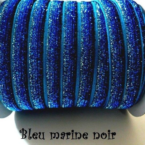 Ruban velours - n°36 / bleu marine noir - galon scintillant paillette glitter ** 10 mm ** vendu au mètre