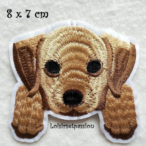Patch écusson thermocollant,  chien, 8 x 7 cm, applique à repasser