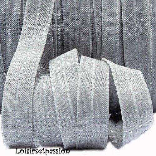 009 / gris argent clair - 50 cm de ruban biais élastique uni souple satiné ** 16 mm ** foe 