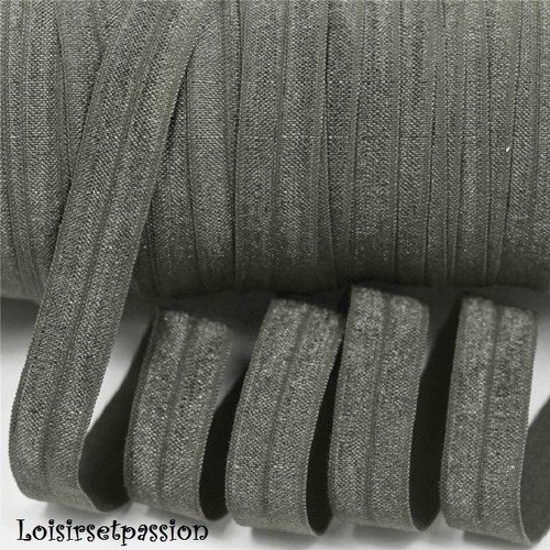 017 / gris taupe - 50 cm de ruban biais élastique uni souple satiné ** 16 mm ** foe 