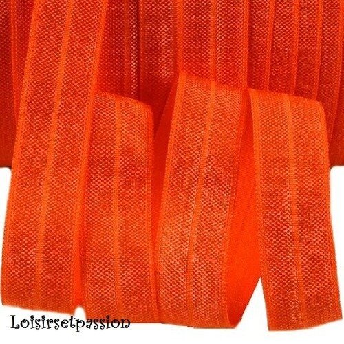 761 / orange vermillon - 50 cm de ruban biais élastique uni souple satiné ** 16 mm ** foe