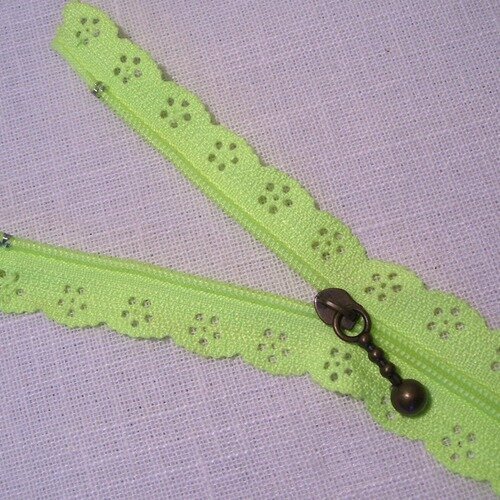 Fermeture éclair dentelle ** 25 cm ** vert anis fluo