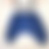 Sarouel évolutif bébé en jersey de coton molletonné  bleu et bord côte à rayures