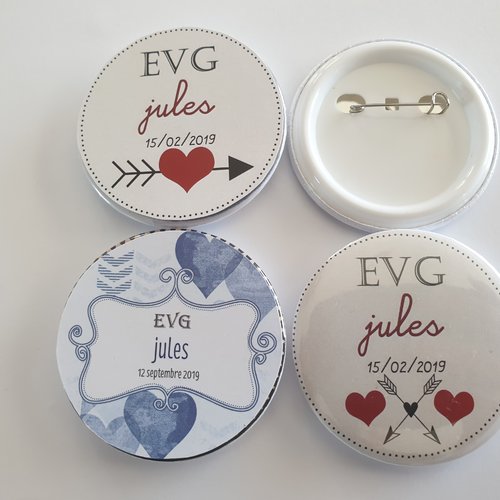 Badge evg personnalisé,badge mariage,badge 58mm