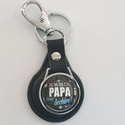 Porte-clés papa, cadeau papa, porte clé simili cuir papa