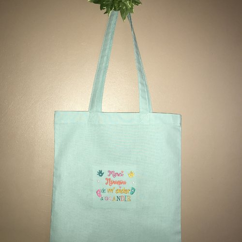 Tote bag nounou vert aqua