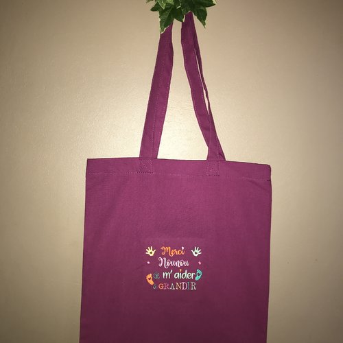 Tote bag nounou framboise