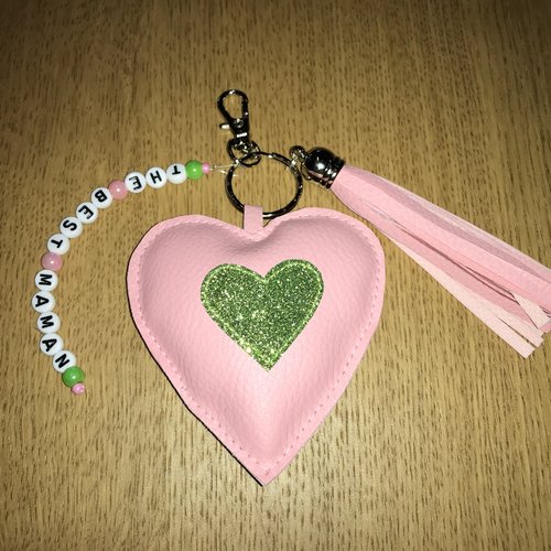 Porte-clés nounou cœur rose