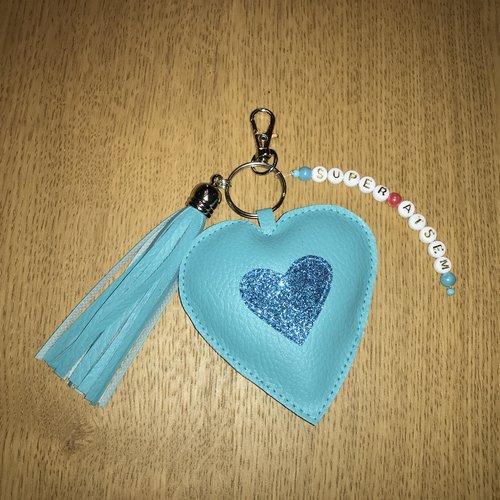 Porte-clés atsem cœur turquoise