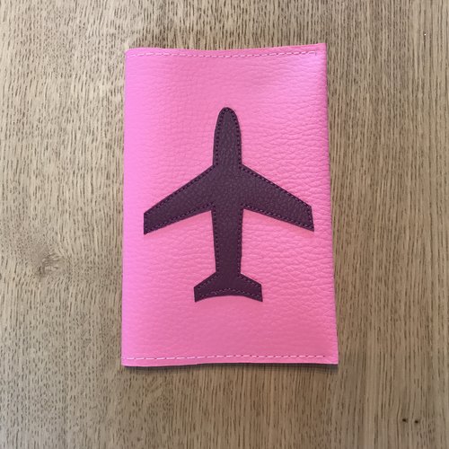 Protège passeport avion prune/fuchsia