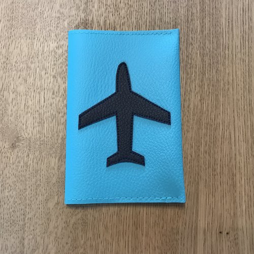 Protège passeport avion marine/turquoise