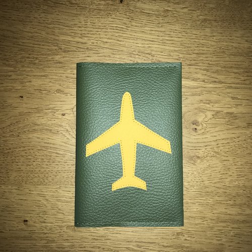 Protège passeport avion curcuma/kaki