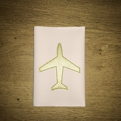 Protège passeport avion or/rose baby