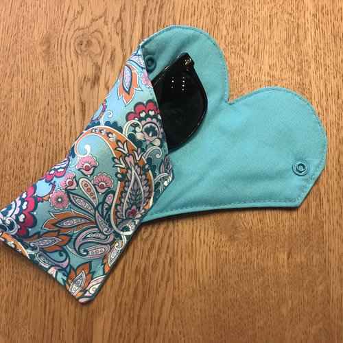 Étui à lunettes cachemire turquoise
