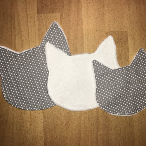 Trio de lingettes chat/étoiles gris