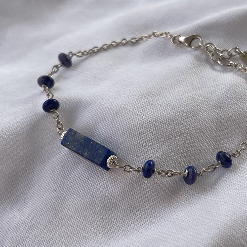 Bracelet en argent et lapi lazuli