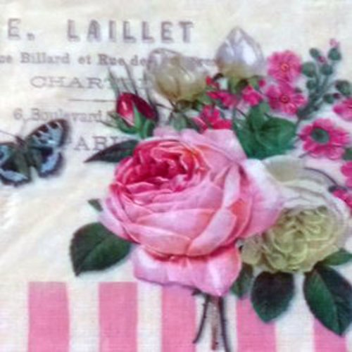 36 "serviette en papier" roses & fleurs champêtre