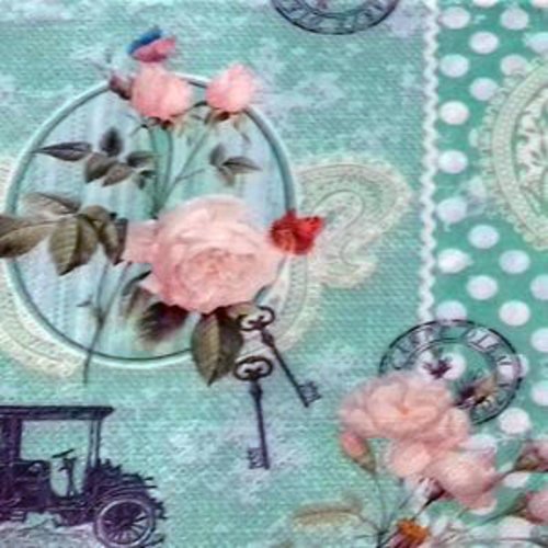 38 "serviette en papier" roses & clefs
