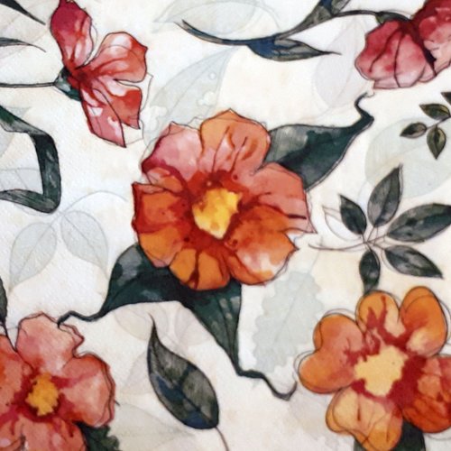 56 "serviette en papier" fleurs de camélia