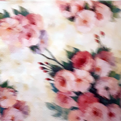 102  "serviette en papier" roses pompon