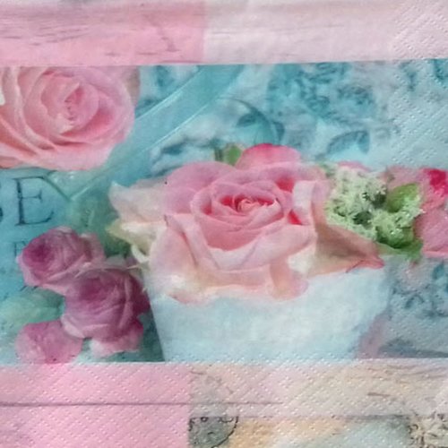 104"serviette en papier" rose de paris