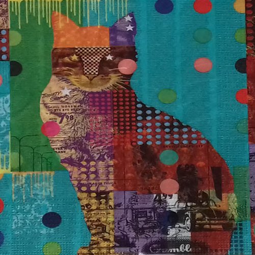 169 "serviette en papier" chat multicolore