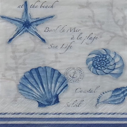 180 "serviette en papier" bord de mer & coquillages