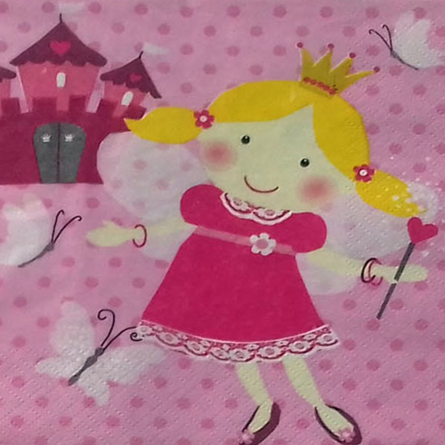 296 " serviette en papier"  princesse &  baguette magique