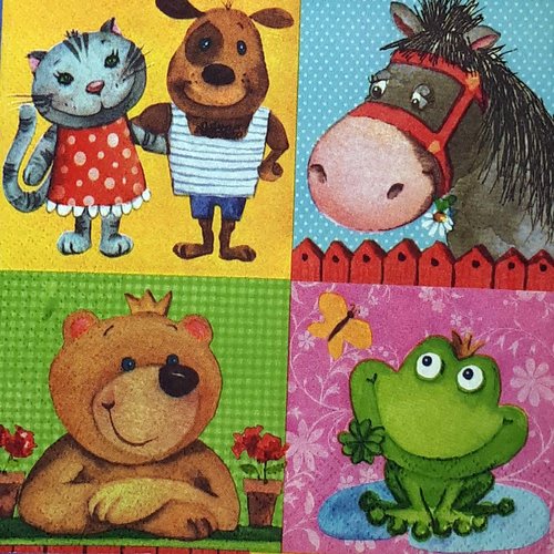 318 "serviette en papier" ours & grenouille
