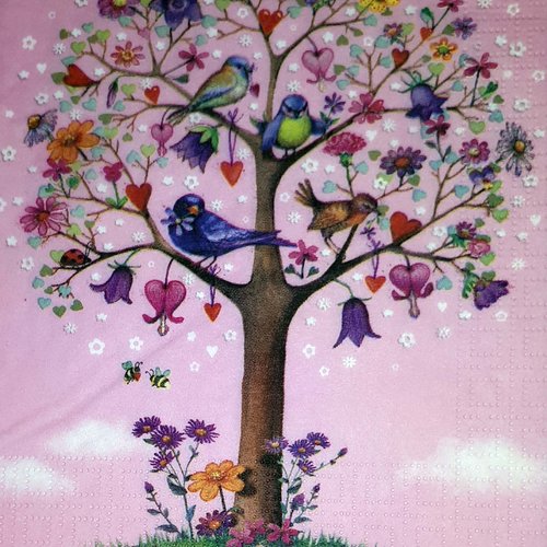 353 "serviette en papier" oiseau & arbre