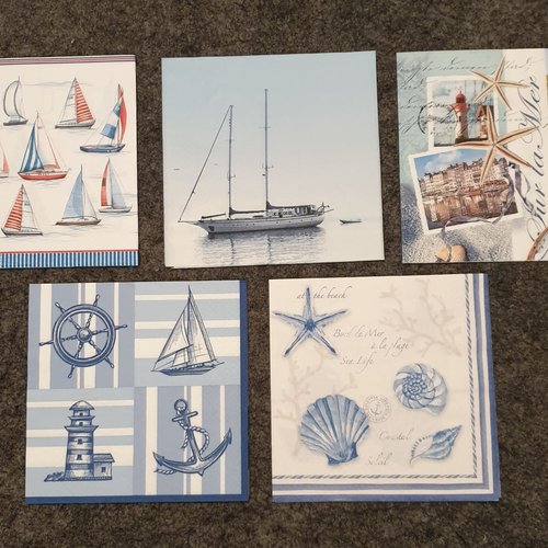 Lot n°26 de 5 serviettes en papier : mer