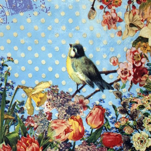 362 "serviette en papier" oiseaux & fleurs