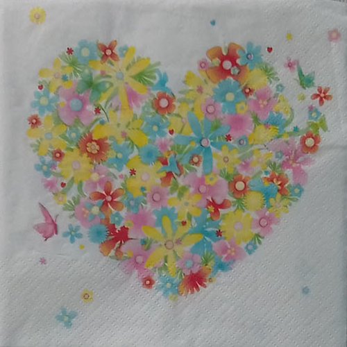 390 "serviette en papier" coeur fleuri