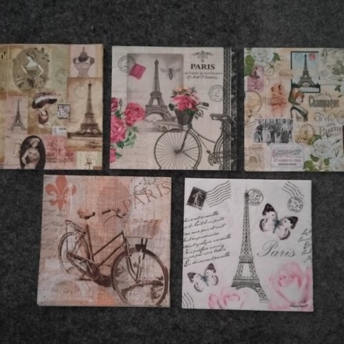 Lot n°16 de 5 serviettes en papier : paris
